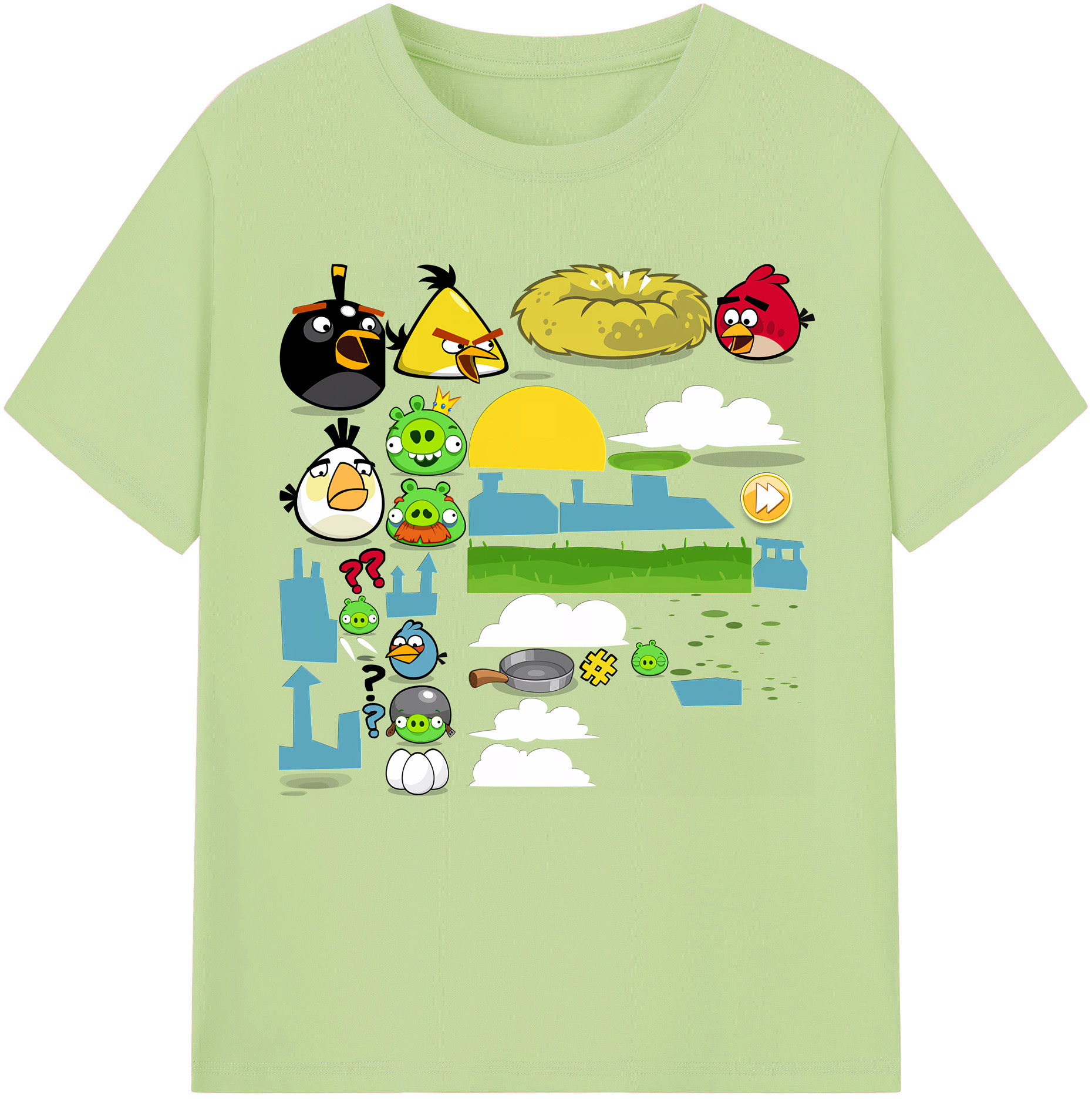 （画像用） Angry Birds アングリーバード 綿100％半袖Tシャツ（フロントプリント）